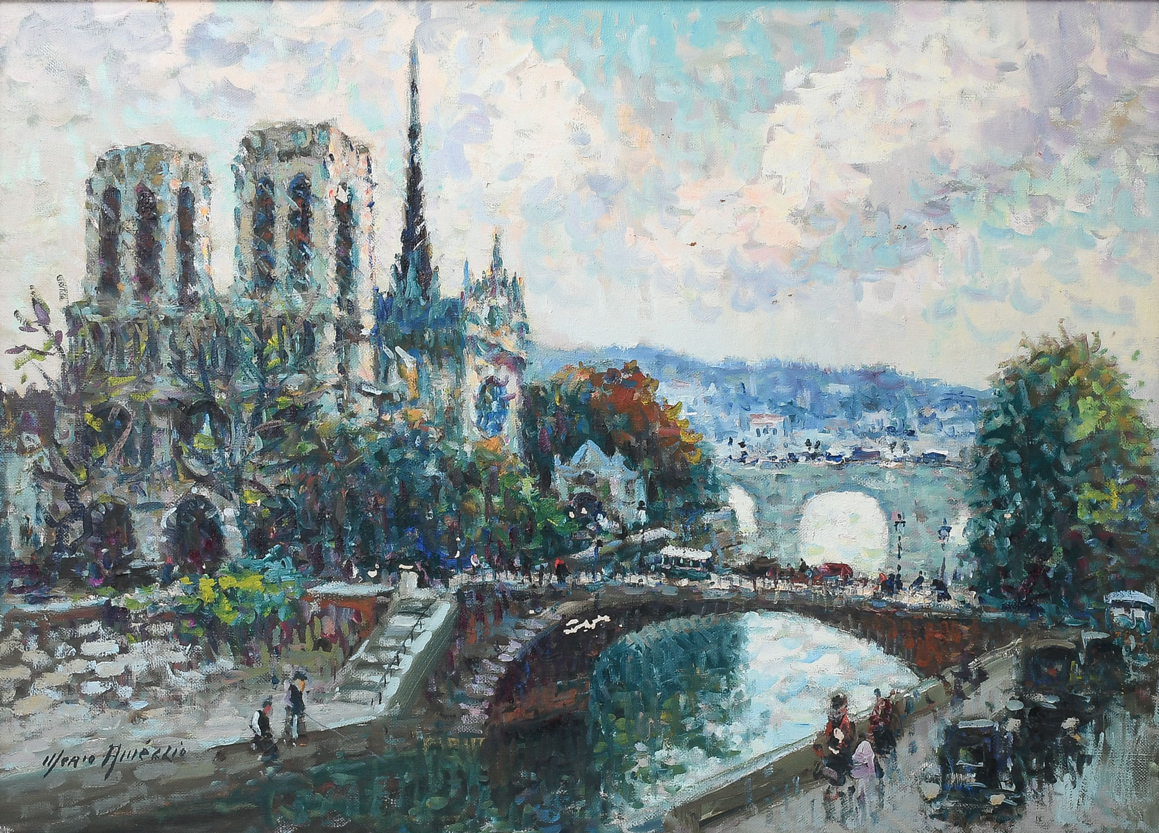 Appraisal: AMEGLIO Merio French Italian - Notre Dame Oil Canvas ''