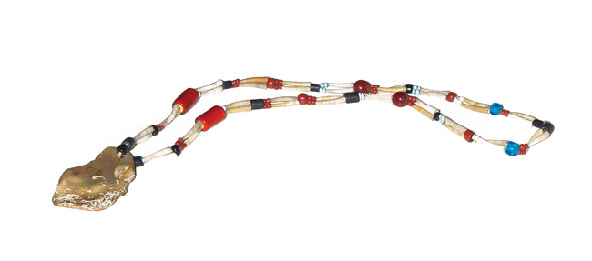 Appraisal: Tribal necklace colorful beads shells and teeth l