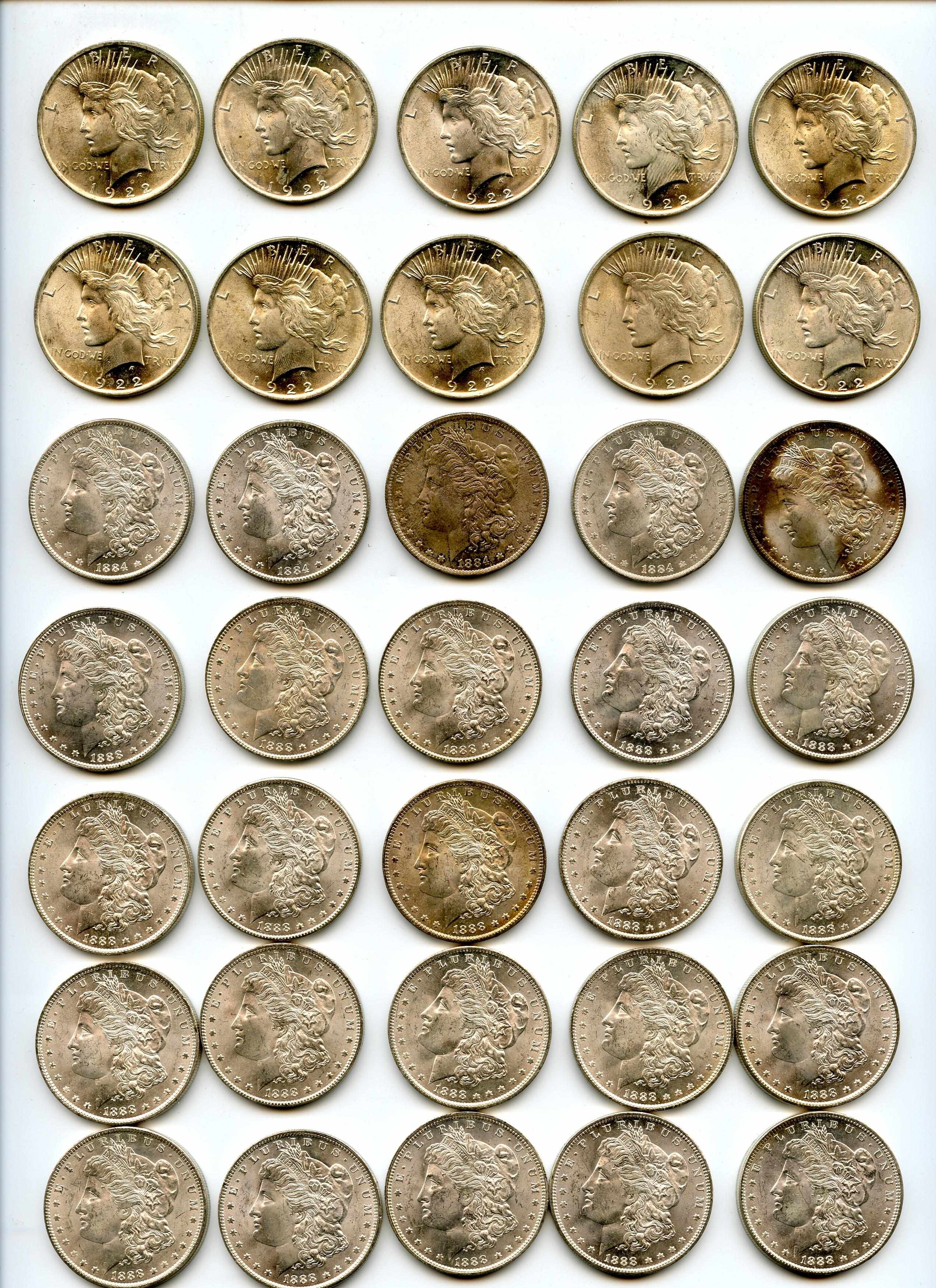 Appraisal: Morgan and Peace Dollars Including -O and -O some are