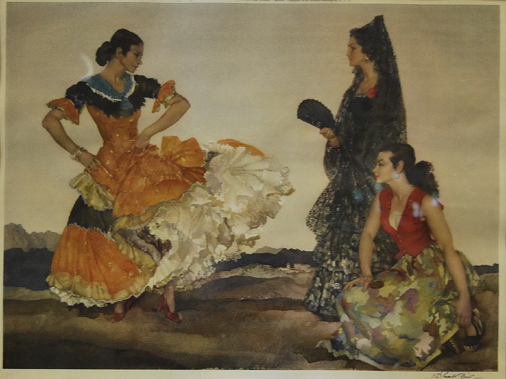 Appraisal: W Russell Flint - Flamenco Dancers print pencil signed to