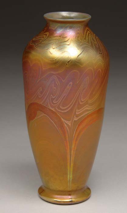 Appraisal: TIFFANY STUDIOS FAVRILE GLASS VASE Highly unusual King Tut decoration