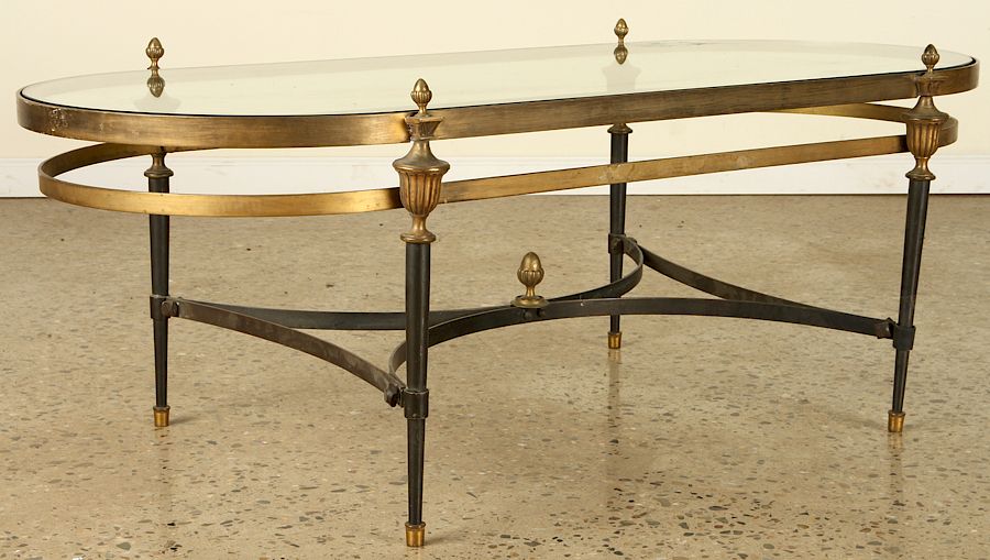 Appraisal: FRENCH TONE GLASS COFFEE TABLE JANSEN A French two tone