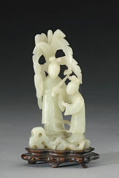 Appraisal: A white jade figural carving th Century Depicting a female