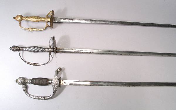 Appraisal: A lot of three small swords Comprising An early th