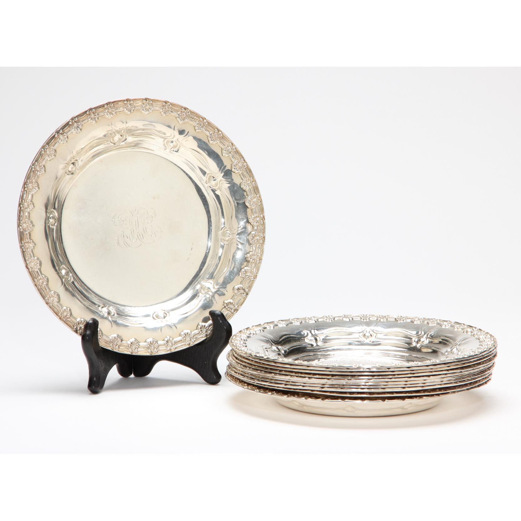 Appraisal: Set of Tiffany Co Sterling Silver Bread Plates with circa