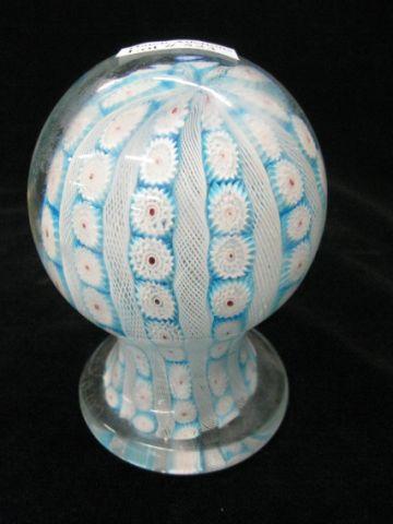 Appraisal: Art Glass Paperweight ribbon cane latticino newell post style excellent