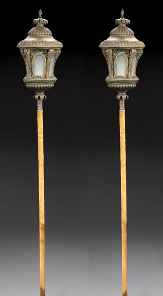 Appraisal: A pair of Venetian silvered brass lanterns late th early