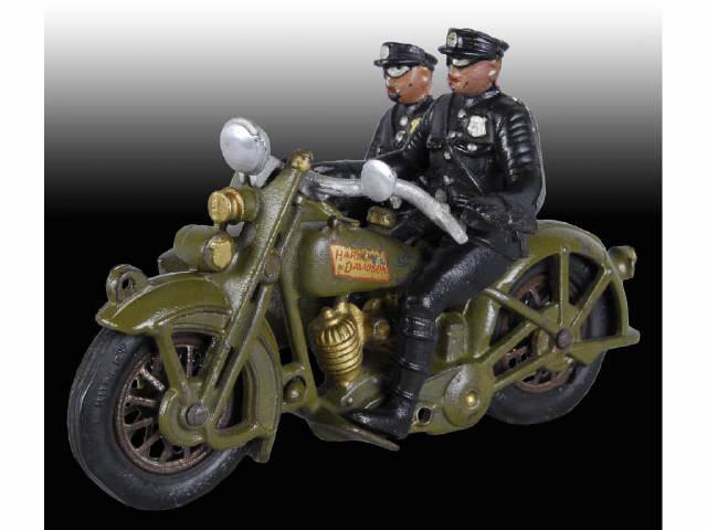 Appraisal: Cast Iron Harley-Davidson Motorcycle Sidecar Toy Description Hubley figures Rare