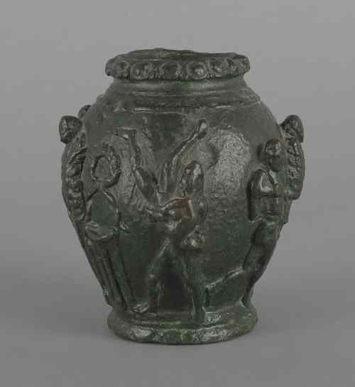 Appraisal: Bronze vase with relief figures th c h