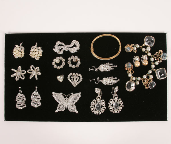 Appraisal: Lot of pieces vintage clear rhinestone crystal and pearl costume