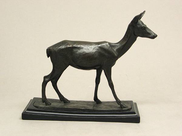 Appraisal: A German patinated bronze study of a doe after Karl