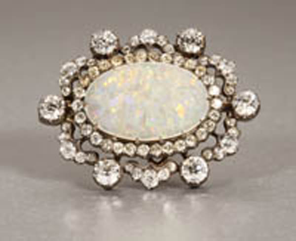 Appraisal: An antique opal diamond pendant brooch An antique opal diamond