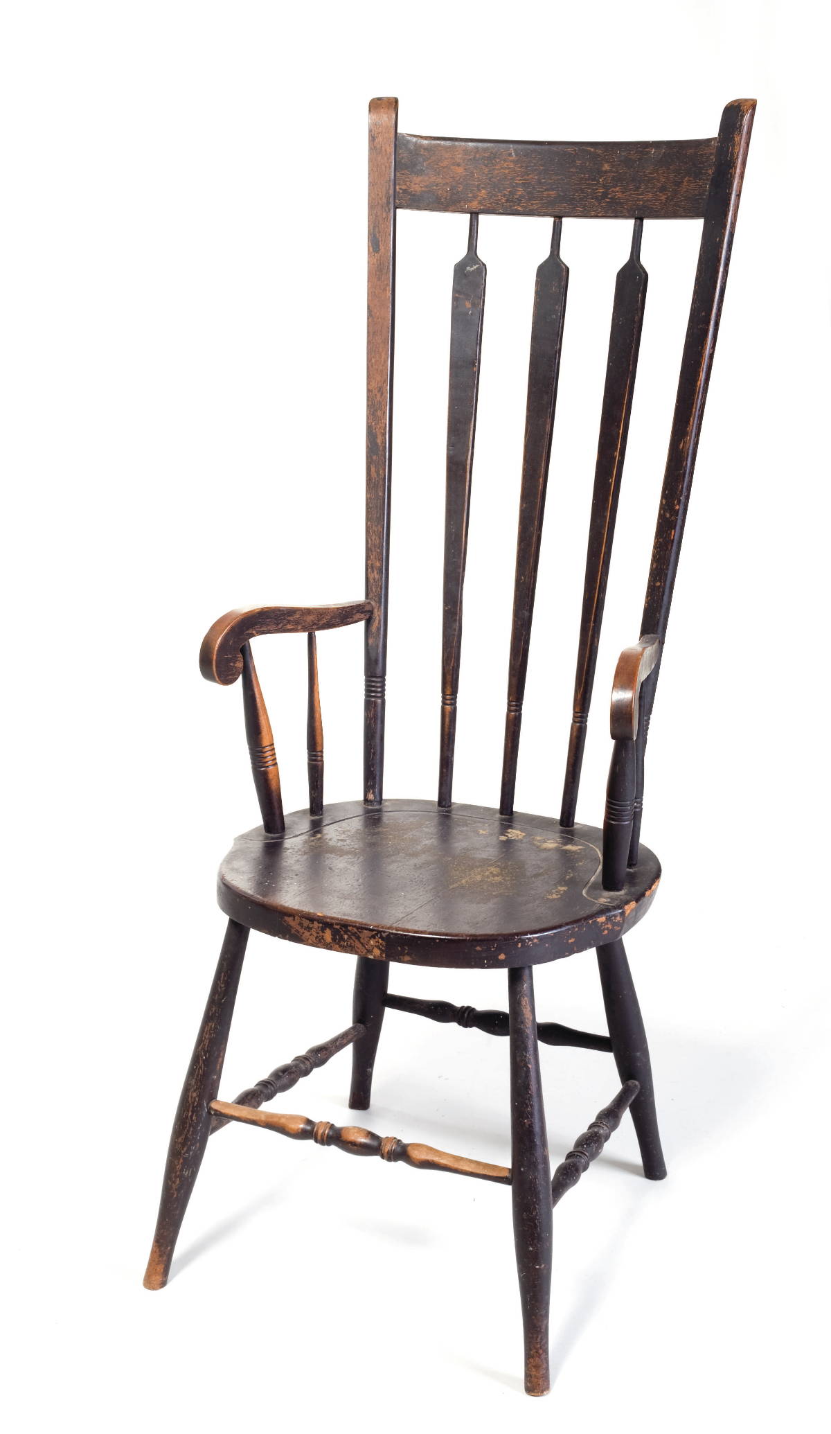 Appraisal: NEW ENGLAND TALL ARROW-BACK WINDSOR ARMCHAIR IN BLACK PAINT