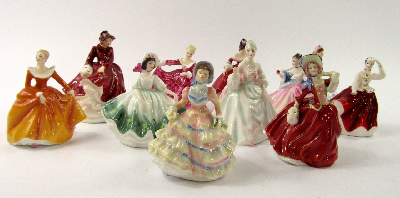 Appraisal: A group of eleven Royal Doulton small crinoline figures including