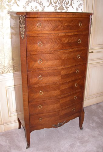 Appraisal: Title Louis XV-style -drawer chest mahogany veneer Date th century