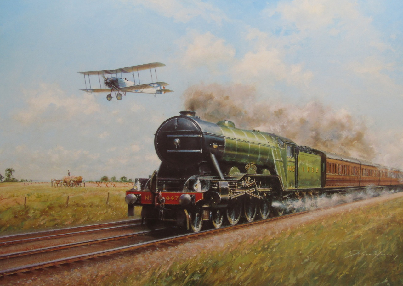 Appraisal: John Young b Chasing The Flying Scotsman signed artists print