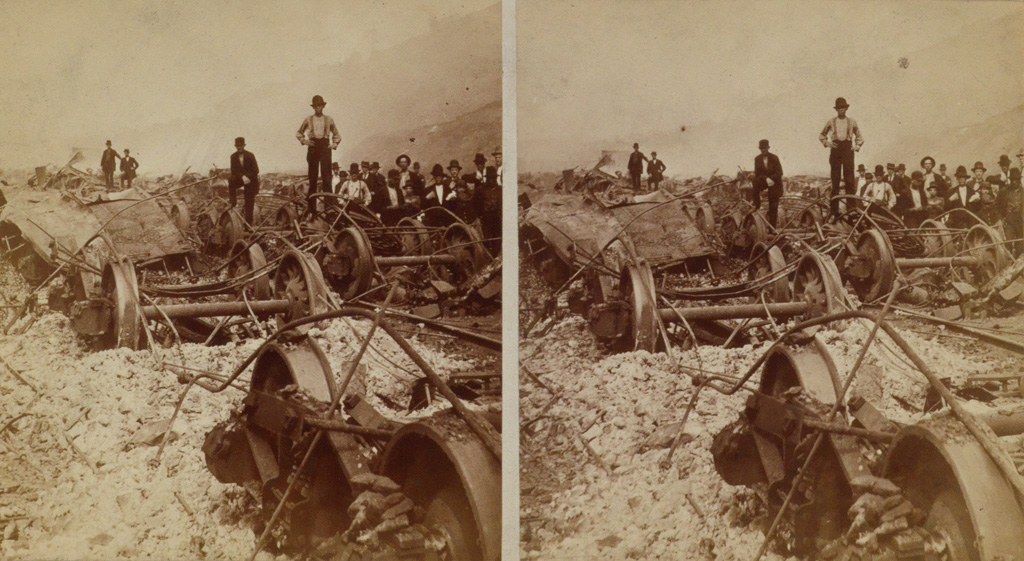 Appraisal: STEREOS--PITTSBURGH RAILWAY RIOTS A group of dramatic stereo views depicting