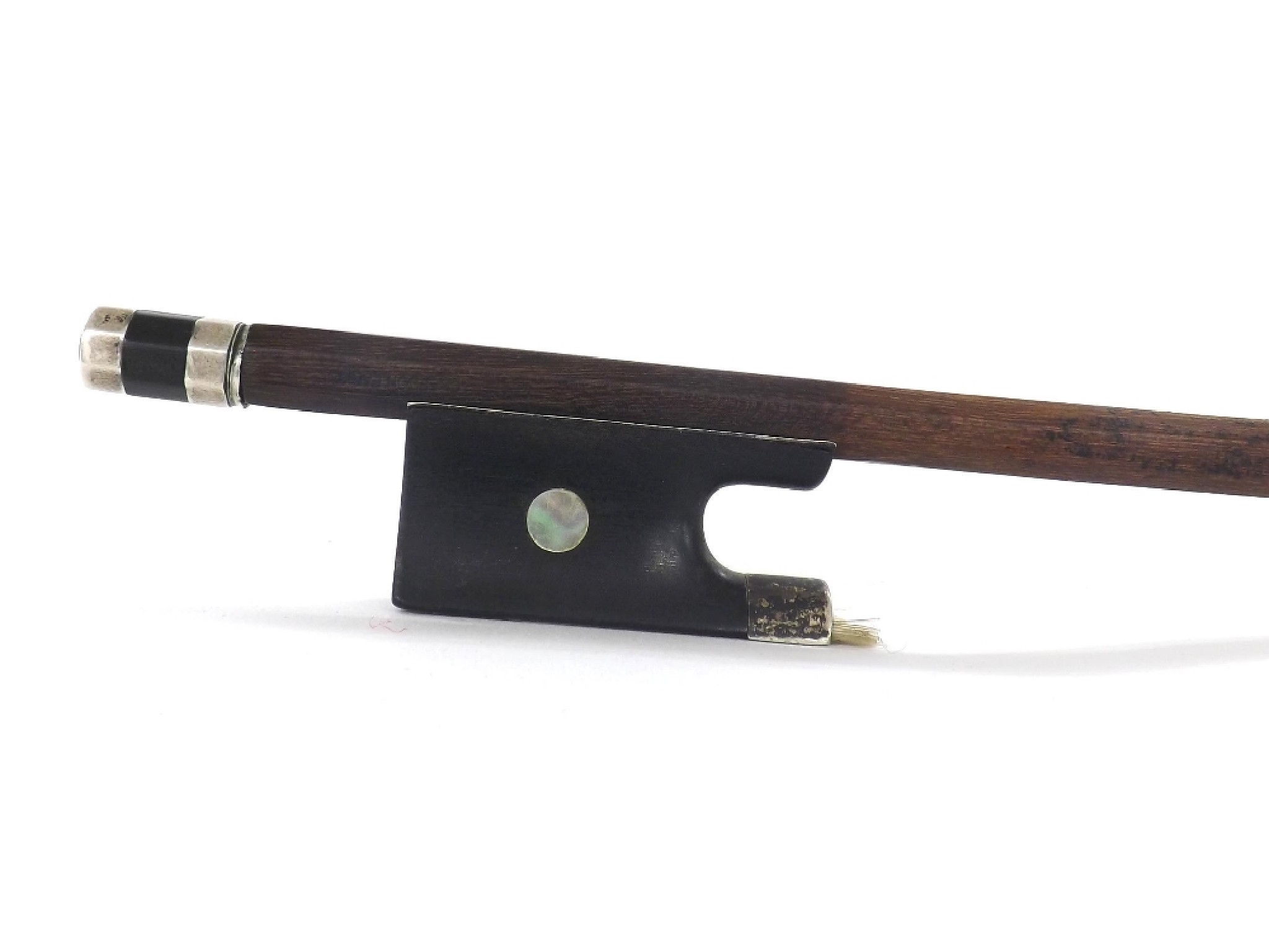 Appraisal: French silver mounted violin bow by and stamped Chanot Chardon