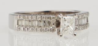 Appraisal: Lady's K White Gold Dinner Ring with a princess cut