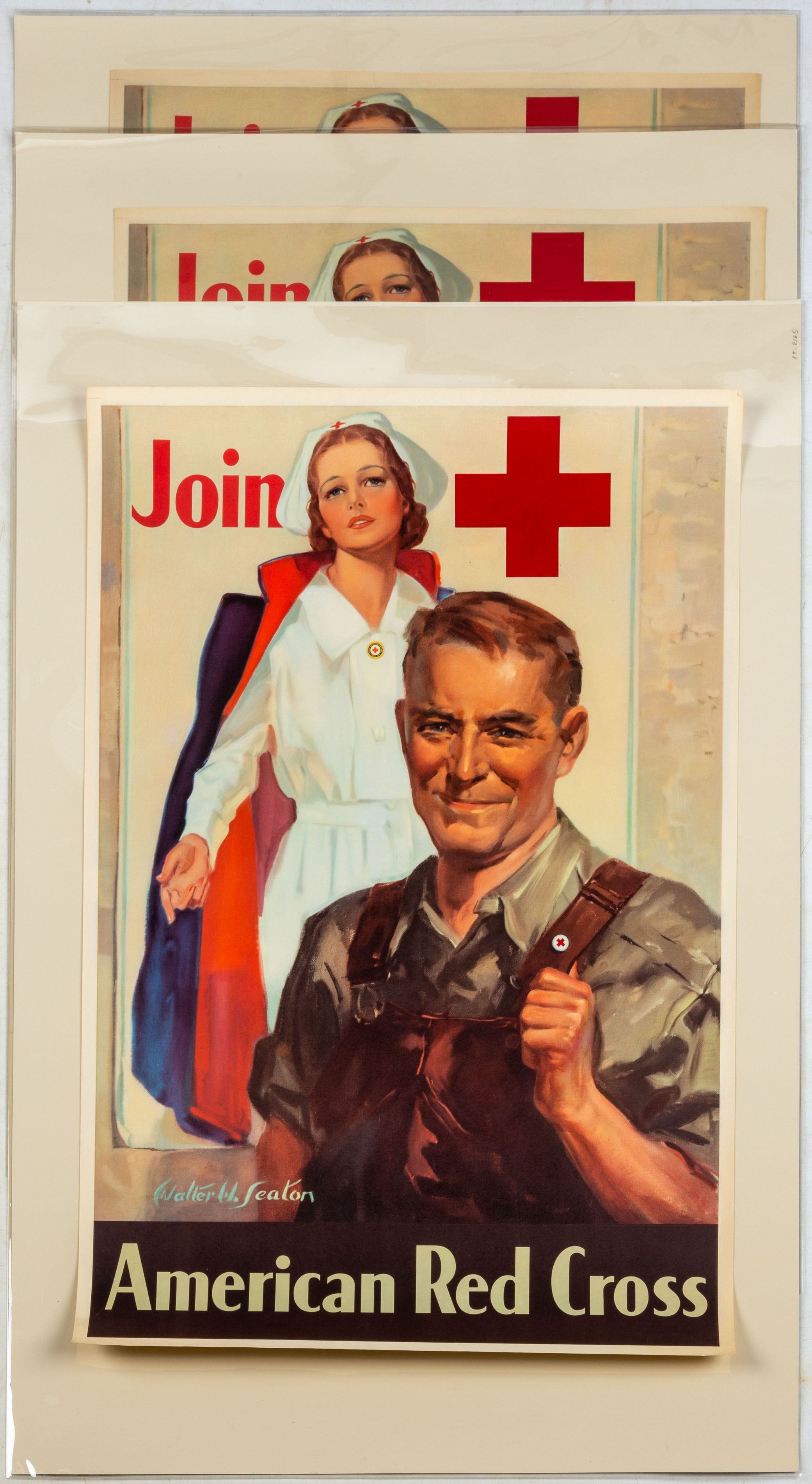 Appraisal: WWII JOIN AMERICAN RED CROSS POSTERS WWII Join American Red