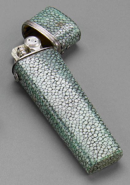 Appraisal: A George III shagreen and silver drafting case late th