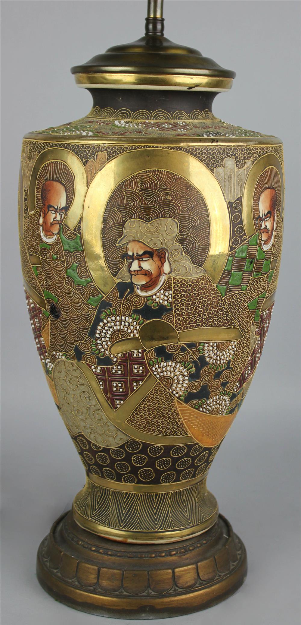 Appraisal: JAPANESE SATSUMA VASE MEIJI PERIOD CIRCA NOW MOUNTED AS A