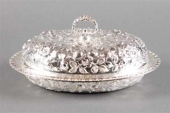 Appraisal: American repousse sterling silver covered serving dish S Kirk Son