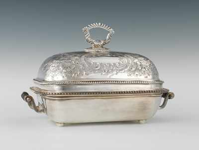 Appraisal: A Georgian Silver Plated Covered Chafing Dish Stamped inside the