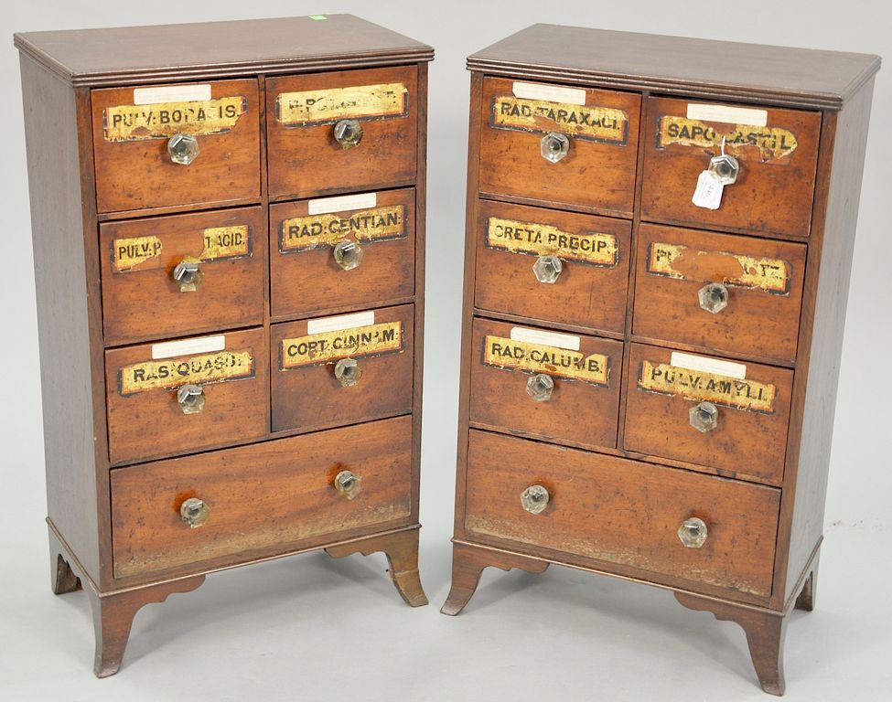 Appraisal: Pair of small mahogany spice chests each with six small