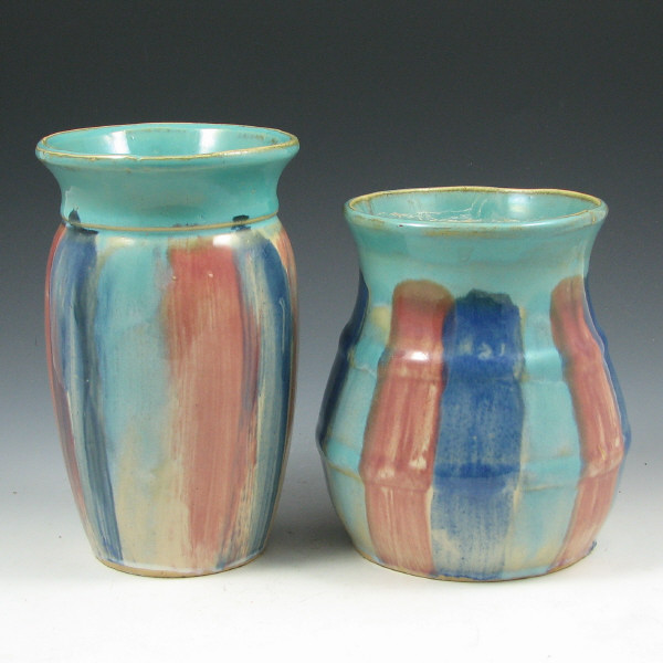 Appraisal: Hull Early Stoneware - - Vases Two Hull Early Stoneware