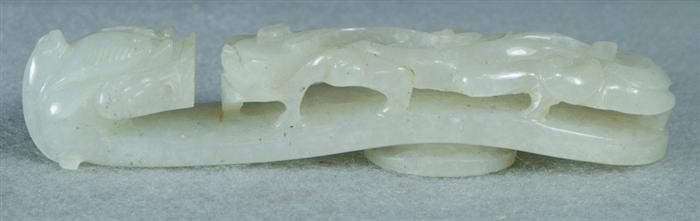 Appraisal: Mutton fat carved jade belt buckle th c approximately l