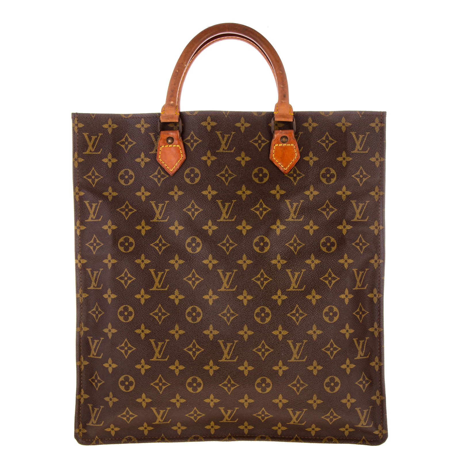 Appraisal: A LOUIS VUITTON MONOGRAM SAC PLAT A brown and tan