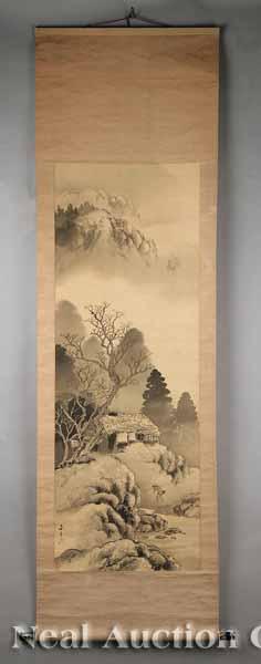 Appraisal: An Antique Japanese Hanging Scroll th c Winter Landscape A