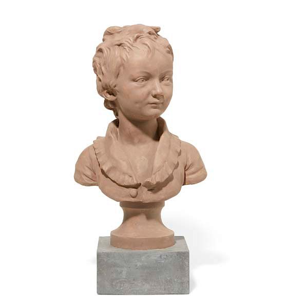 Appraisal: A French painted terracotta bust of a boy Houdon A