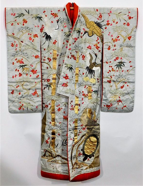 Appraisal: Edo Period Embroidered Gold Crane Uchikake Kimono Japan Circa Hand