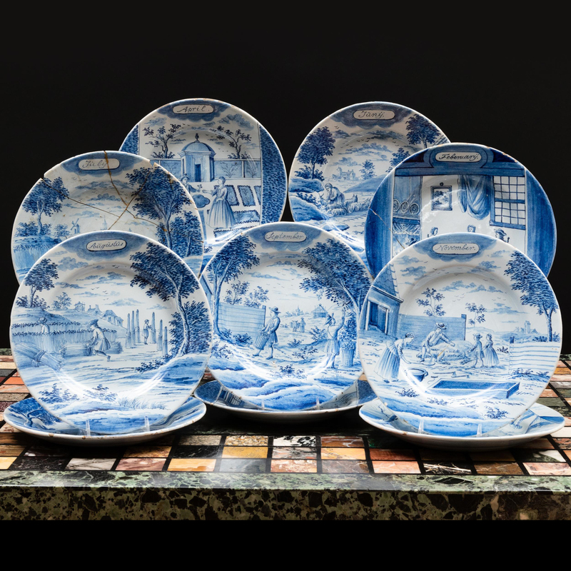 Appraisal: Set of Ten Blue and White Delft Style Months of