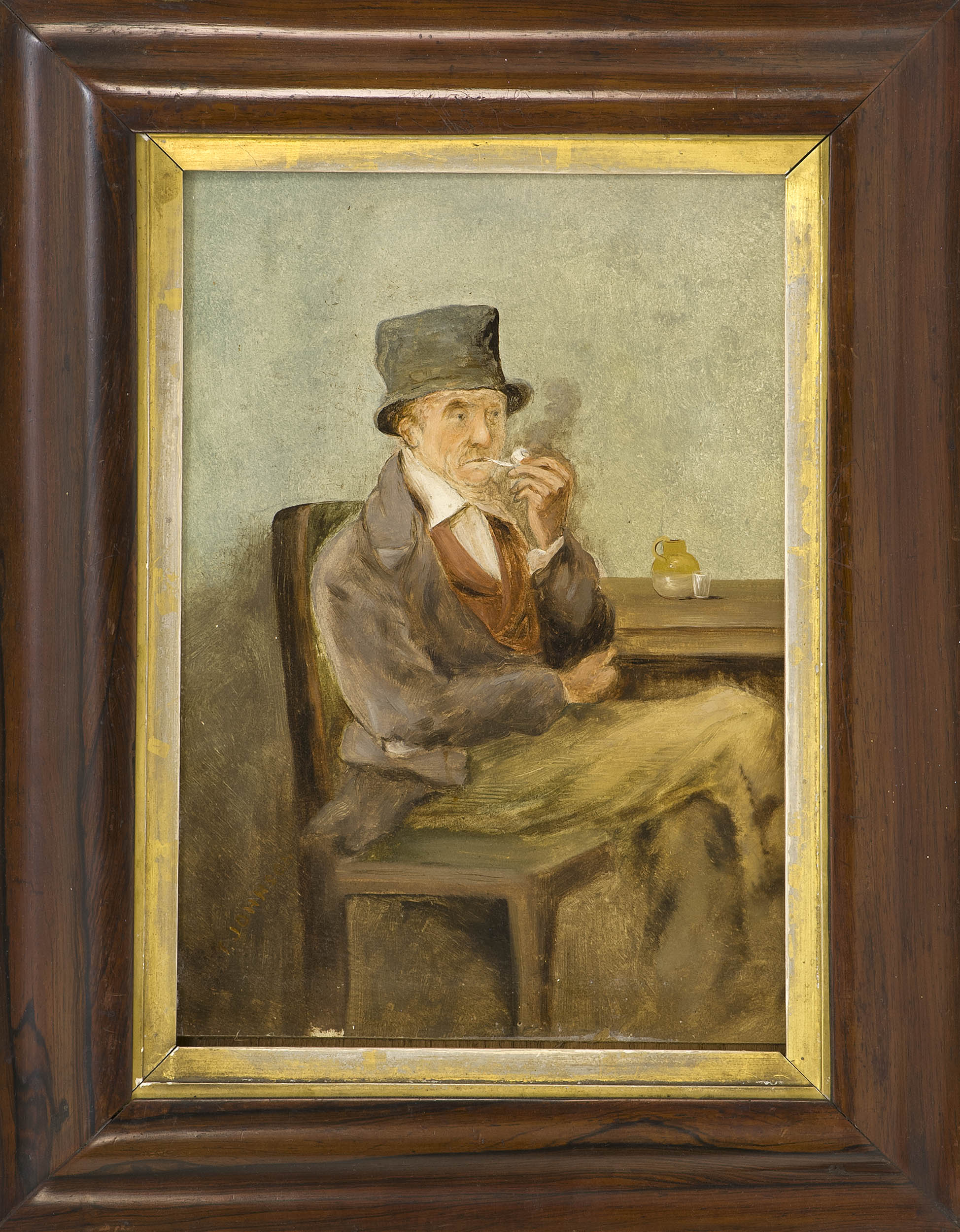 Appraisal: FRAMED PAINTING T JOHNSON th Century Depicting a seated gentleman