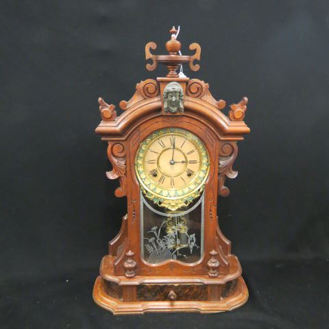 Appraisal: Ansonia Mantle Clock elaborate dial trim bust of maiden at