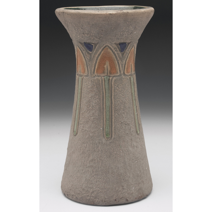 Appraisal: Roseville Mostique vase flaring shape with spade designs ''w x