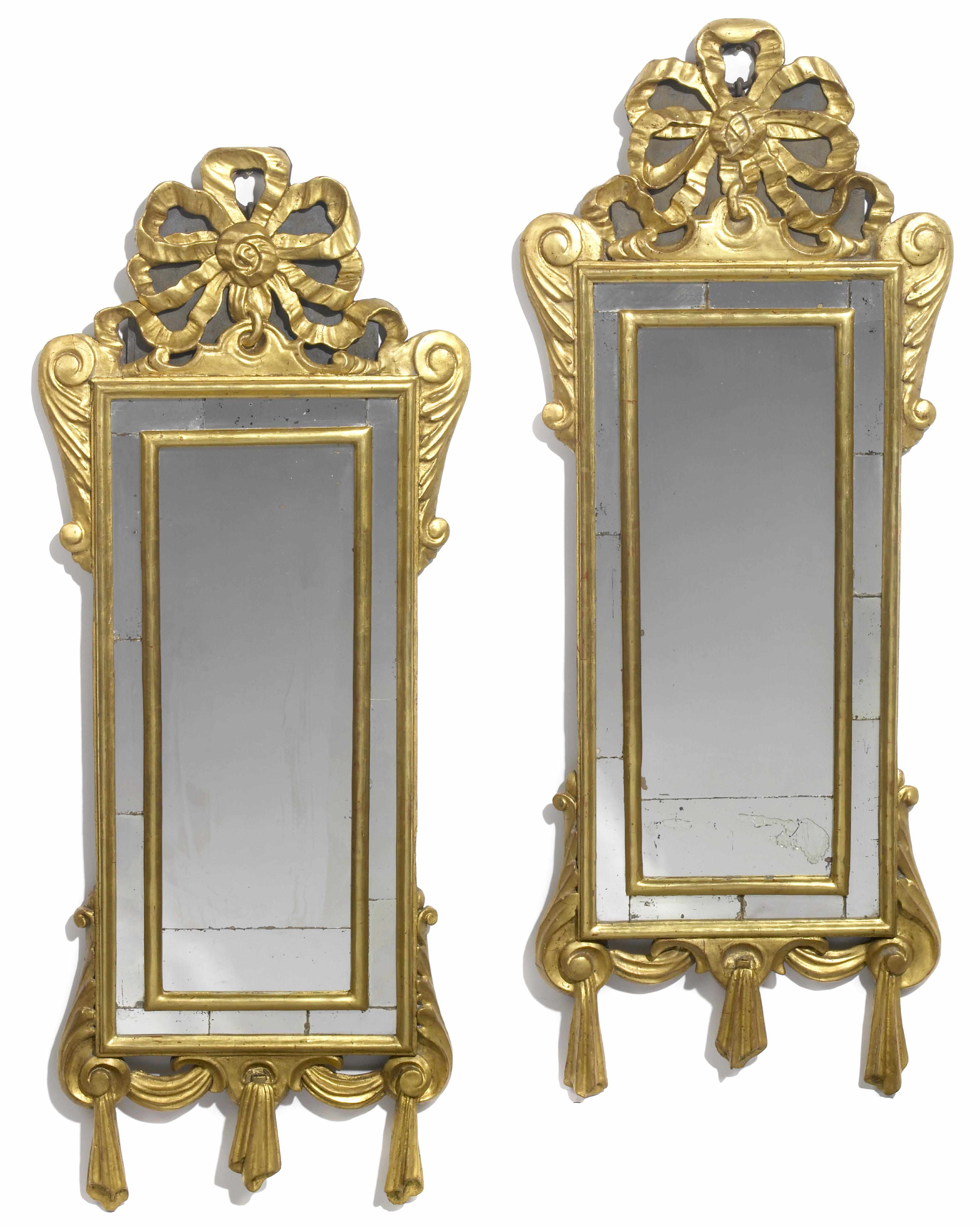 Appraisal: A pair of Italian Neoclassical giltwood mirrors fourth quarter th