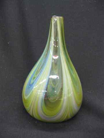 Appraisal: Studio Art Glass Vase pulled feathering designs '' excellent