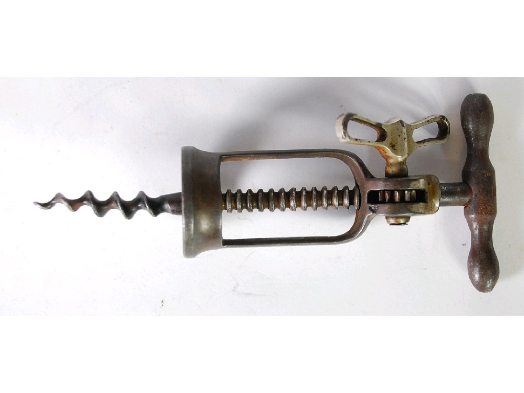 Appraisal: A PROBABLY FRENCH STEEL PATENT CORK SCREW INDISTINCTLY STAMPED LE