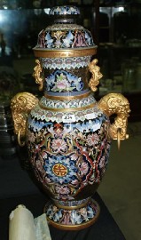 Appraisal: A cloisonn twin handled vase with led mid th century