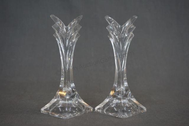 Appraisal: Mikasa Crystal Art Deco Candle Sticks From the 's by