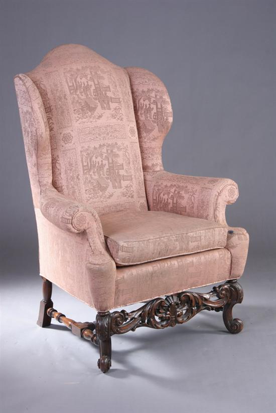 Appraisal: WILLIAM AND MARY STYLE WALNUT EASY CHAIR early th century