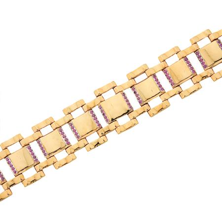 Appraisal: Wide Gold and Ruby Bracelet Estimate -