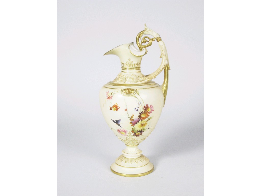 Appraisal: A Royal Worcester Ewer painted daffodils other flowers and insects