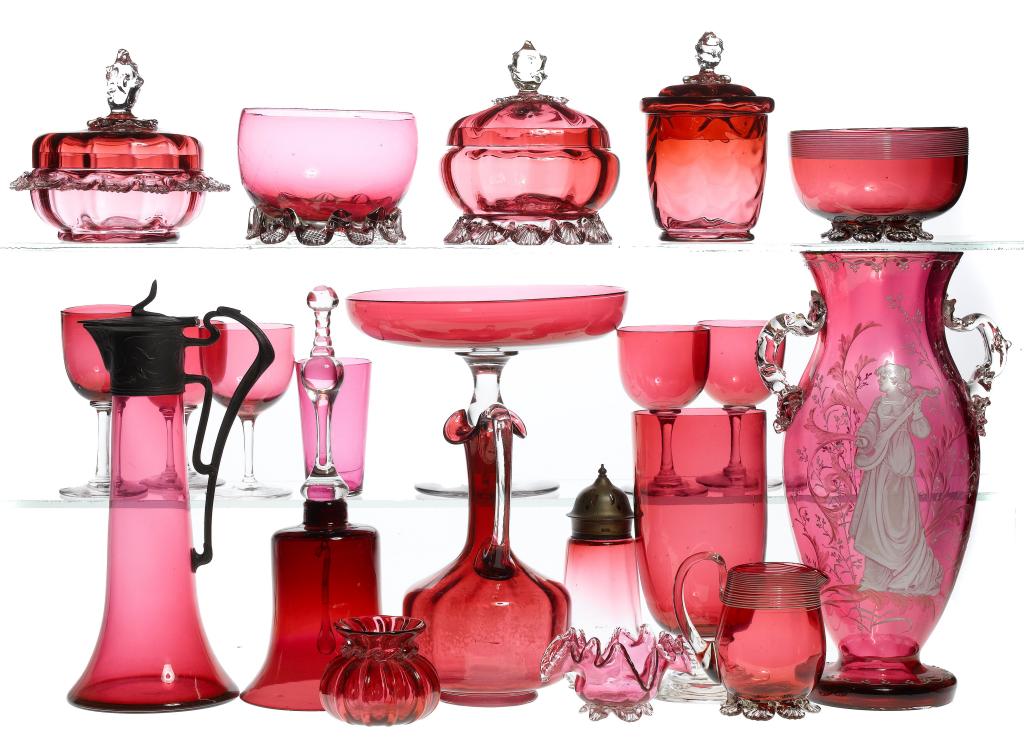 Appraisal: A GROUP OF VICTORIAN AND EARLY TWENTIETH CENTURY CRANBERRY GLASS