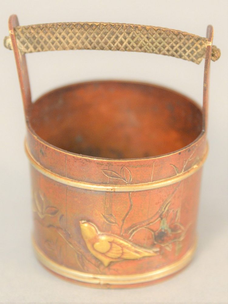 Appraisal: Japanese multi-metal match bucket bronze copper and gold with striker