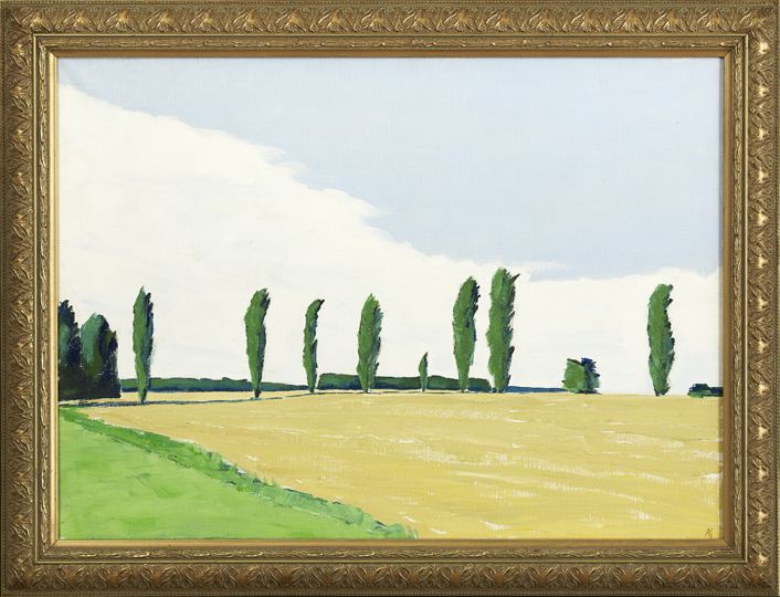 Appraisal: Danish School Contemporary Cypress Trees oil on canvas initialed lower